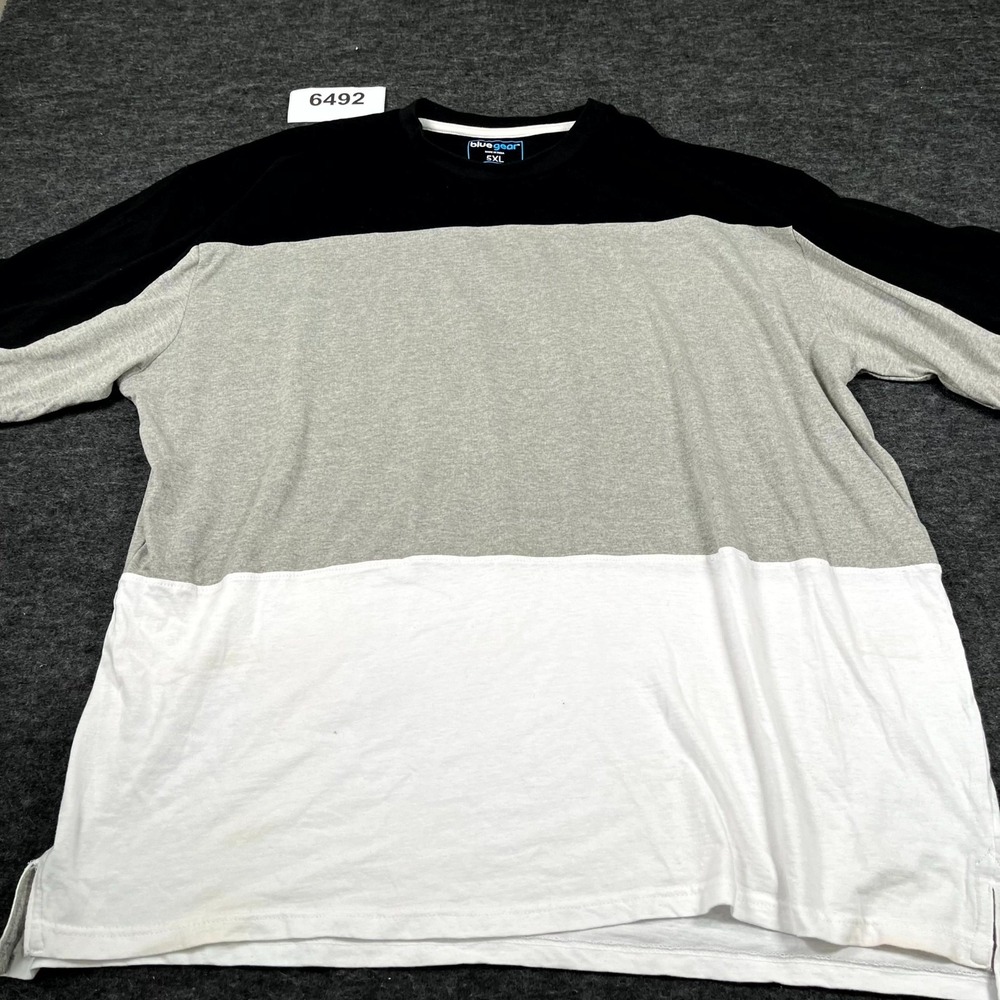 Bluegear T Shirt Mens 5XL Multicolor Colorblock Side Slit Crew Neck Short Sleeve